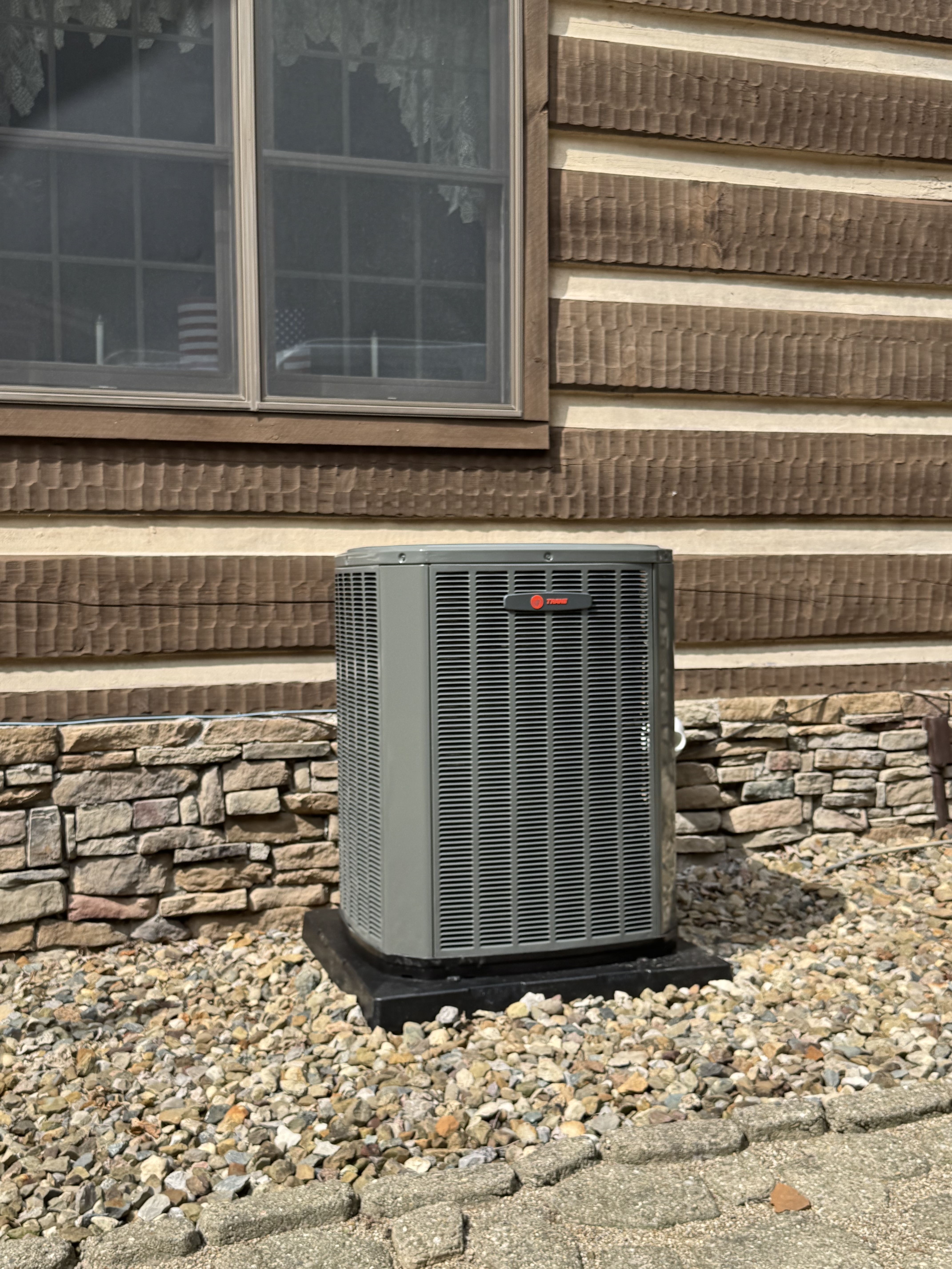 Trane 17 SEER2 multi-stage air conditioner installed at a Mount Vernon, Ohio home